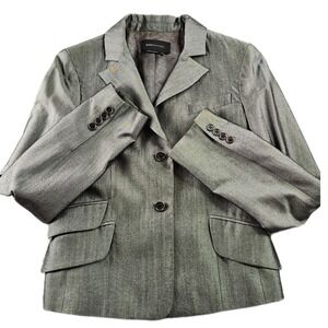 BCBGMAXAZRIA Blazer Jacket Womens 5 Gray Notch Lapel Single Breasted‎ Two Button